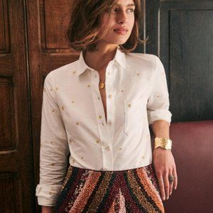 Sezane Tomboy Shirt Stars Embroidered  Size 34
